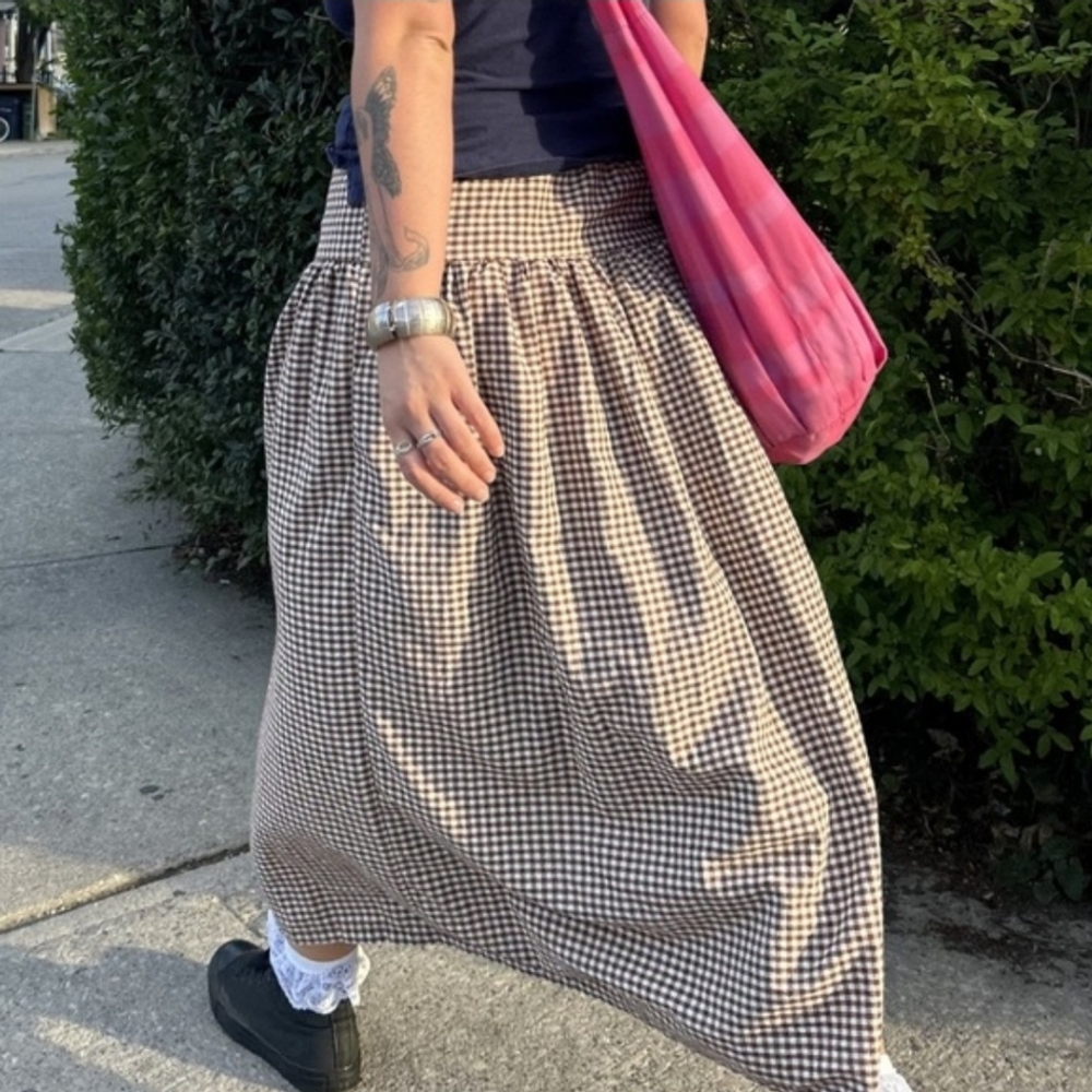 Jubi Soren Skirt in Chocolate Check - Picture 2 of 4
